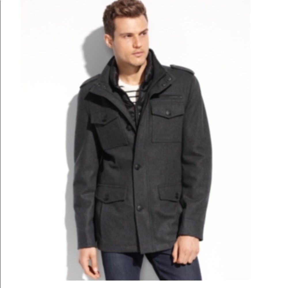 Guess Wool-Blend Military Coat